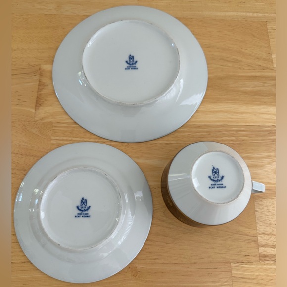 Hennsberg 1777 Echt Kobalt GDR Blue Gold Tea Cup Saucer Plate - Picture 5 of 8